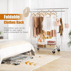Heavy Duty Clothes Rack Load 900 Lbs, Double Rod Rolling Clothing Rack With Sturdy Wheel And Shelves，Adjustable Portable Hanging Rack For Clothes,Silver Stainless Steel