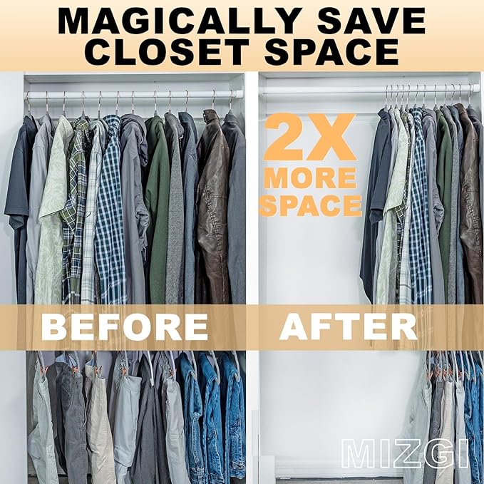 MIZGI Premium Clear Hangers (Pack of 50) Heavyduty-Acrylic No Shoulder Bump Suit Hangers - Space Saving Clothes Hangers,Rounded Hanger for Coat,Sweater,Jackets,Pants