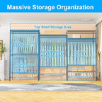 Ulif E13C Max Heavy Duty Closet Organizer System，Freestanding Clothing Racks for Hanging Clothes，Adjustable Garment Rack 86" W x16 D x77 H Hold 1100 lbs，Black Rack with Black Dustproof Cover