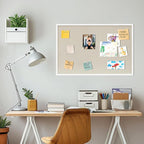 DAHAPYBOO Cork Board with Linen White,Bulletin Board 36"x24" Hanging Corkboards for Office Home School Message Board or Vision Board Decoration.
