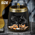 Ashtray for Cigarettes Outdoor, Outdoor Ashtray with Lid, Metal Odorless Windproof Smokeless AshTray for Patio Home Office Tabletop Balcony