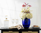 Barski Glass - Handmade - 12" H - (12 inches High) - Barrel Vase - Cobalt Blue - Made in Europe