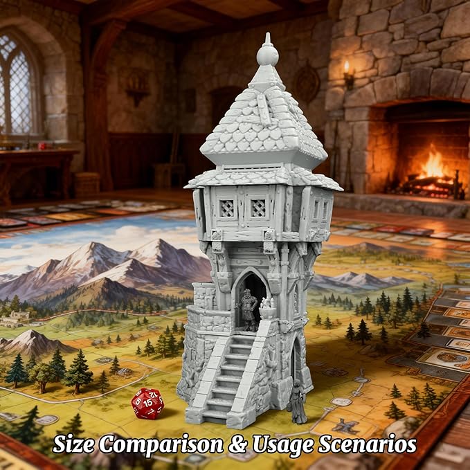 RPG Scenery – 1:64 Scale Unpainted TTRPG Buildings for Role Playing & DND Campaigns, Table Maps Characters Accessory – Medieval Village B AF1124B