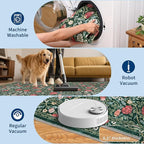 GarveeHome Green Vintage Floral Washable 6x9 Area Rugs for Living Room Boho Botanical Retro Rug Low Pile Stain Resistance Non Slip Carpet for Bedroom Nursery Dining Room