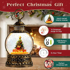 Christmas Snow Globe, Gift Bear Musical Snow Globe Lantern Lights with 6H Timer Battery & USB Powered, Retro Style Holiday Glitter Globe for Xmas Home Decoration Holiday Party Gifts