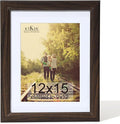KTKDE 12x15 Picture Frame,Display Pictures 9 x12 with Mat or 12x15 Without, Tempered Glass,15 by 12 Walnut Wooden Frame Wall Gallery Poster Frame best gift