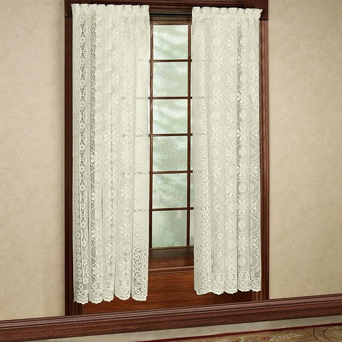 Sweet Home Collection Window Curtains Treatment Panel 63" or 84" Long in Stylish and Unique Patterns and Designs for All Home Décor, Hopewell Cream