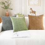 CaliTime Throw Pillow Covers Decorative 26 X 26 Inches Pack of 2 Cozy Chenille Cushion Cases for Couch Sofa Bed Living Room Home Medium Grey
