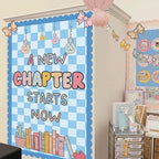 Hahafelt 16 in x 40 Ft Fabric Bulletin Board Roll Blue Plaid Bulletin Board Classroom Non Woven Background Decorations Waterproof Wrinkle Resistant Fabric Roll for Back to School Wall Decor