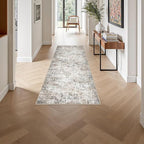 2'x5'Runner Rug Washable Rug: Modern Abstract Soft Thin Runner Rug Brown Grey