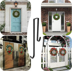 Premium Double Sided Wreath Hook for Front Door - Large Metal Hook Holds 2 Wreaths - Black, 9.4-15 Inch