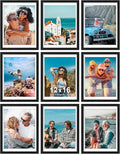 Vittanly 12x16 Picture Frames Set of 9, Shatter Resistant Plexiglass, Display 11x14 Pictures with Mat or 12x16 without Mat, Photo Frames for Wall Mount, Engineered Wood, Black