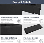 DIMJ Drawer Organizer Clothes - Underwear Organizer Sock Closet Organizers and Storage Box Dresser Organizer, Drawer Dividers for Baby Clothes, Bra, Socks, Belt, Tie, Set of 9, Black