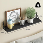 YGEOMER 23.6 Inch Floating Shelves for Wall, Farmhouse Wall Shelves for Bedroom, Bathroom Storage, Living Room and Kitchen Decor (Set of 6 Black)