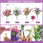 Artificial Fake Flowers for Outdoors 12 Bundles Faux Silk Flower Spring Decoration Artificial Fake Plants Outdoor Plastic Flowers UV Resistant No Fade for Home Planter Porch Patio Yard Decor