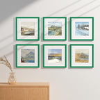 Vittanly 12x12 Picture Frames Set of 9, Shatter Resistant Plexiglass, Display 8x8 Pictures with Mat or 12x12 without Mat, Photo Frames for Wall Mount, Engineered Wood, Green