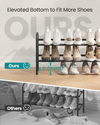 SONGMICS Expandable Shoe Rack, 2 Tier Shoe Rack Shelf, Adjustable Shoe Organizer Storage for 15 Pairs of Shoes, Metal Free Standing Shoe Racks for Closet, Front Door Entryway, Easy Assembly, Ink Black