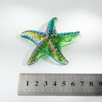 H&D HYALINE & DORA Glass Starfish Green Handmade Glass Sea Animal Figurine Mini Starfish Collectible Ornament for Beach Decor