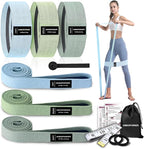 9 PCS Fabric Resistance Bands Set for Working Out, Non-Slip Exercise Booty Bands for Women & Men Leg and Glutes with Hair Ties and Tape Measure - for Home Gym Workout, Yoga, Pilates