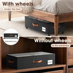 Under Bed Storage Containers with Wheels, 9.5 inches Higher Underbed Shoes Blankets Clothes Toy Storage Drawers for College Dorms Bedrooms Nursery Rooms Organization, 2 Pack to be Assembled