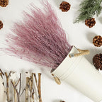 SLK 16-Pack Artificial Glitter Berry Stem Ornaments, Christmas Decorative Glittery Twigs, Picks, Branches for Tree, Wreath, Small Vase, Halloween Party (Pink)