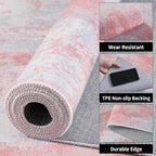 Ciicool Modern Abstract Rug for Living Room, 5x7 Machine Washable Area Rug Non-Slip Rug, Low-Pile Contemporary Indoor Dining Floor Carpet for Bedroom Office Under Table Home Decor Pink Grey