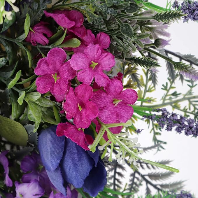 17.7inch Purple Tulip Swag for Front Door, Artificial Tulip Teardrop Swag, Artificial Floral Swag, Spring Summer Wreaths for Front Door Indoor Outdoor Window Decor(#1)