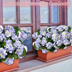Artificial Geraniums Flowers for Outdoors Spring Decor, 4 Bundles UV Resistant Fake Geraniums Flowers Silk Faux Plants for Home Planter Gardens Table Patio Porch Indoor Cemetery Summer Decor(Purple)