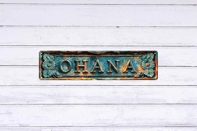 Ohana Easter Gift Spring Vintage Metal Sign 4x16 In Decorative Plaque Street Country Cottage Sign Suitable for Rooms Homes Doors Gardens Man Caves Farm Wall Decor Outdoor Decoration