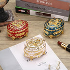 Hipiwe Vintage Metal Jewelry Box - Oval Trinket Box Ring Case with Rose Pattern Jewelry Storage Box for Ring Earrings Necklace, Keepsake Box for Women