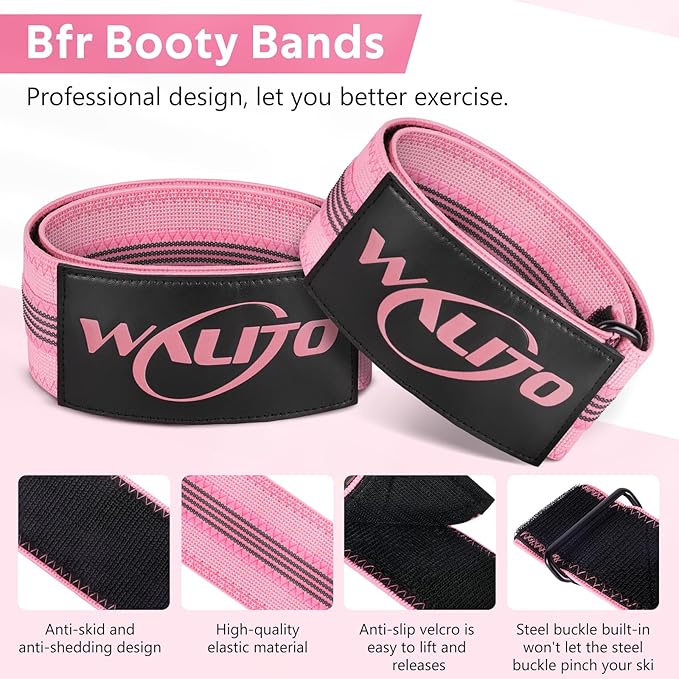 BFR Booty Bands for Women Glutes - Blood Flow Restriction Bands with Weekly Plan for Legs, Butt & Hip Building, Occlusion Bands for Workouts, Best Fabric Bands for Squat Butt & Thigh