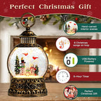Christmas Snowman Snow Globe, Cardinal Musical Snow Globe Lantern Lights with 6H Timer Battery & USB Powered, Retro Style Holiday Glitter Globe for Xmas Home Decoration Holiday Party Gifts