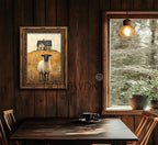 Vintage Gold Framed Wall Art Retro Country Sheep Oil Painting Canvas Prints Farmhouse Landscape Picture Wall Decor Rustic Farmhouse Animal Poster Artwork for Living Room Bedroom Bathroom, 16x24in