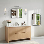 BONEWEI 16x20 inch Bathroom Mirror,Black Rectangle Mirror,Wall Mounted Bathroom Frame Vanity Mirror with Round Corner for Bedroom Living Room,Entryway Hangs Horizontal or Vertical