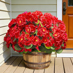 Artificial Geraniums Flowers for Outdoors Spring Decor, 8 Bundles UV Resistant Fake Geraniums Flowers Silk Faux Plants for Home Planter Gardens Table Patio Porch Indoor Summer Cemetery Decor(Red)