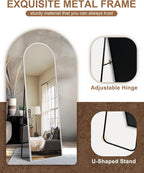 Delma Full Length Mirror, Large Floor Mirror for Wall, Bedroom, Bathroom, Living Room with Aluminium Frame (Stand, Arch 56x15, Silver)
