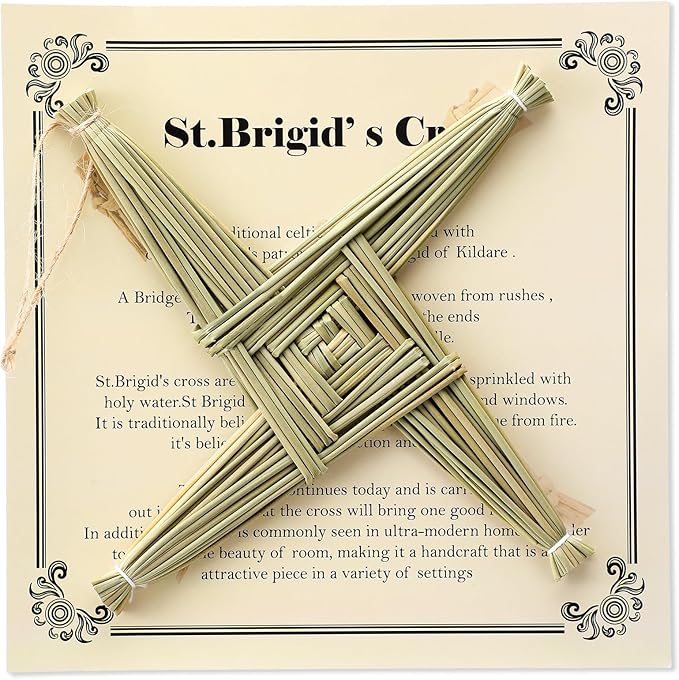 Bucherry St. Brigid's Wall Cross Decor Irish Gift Cross with History Card for Irish Blessing Gift for Celtic Imbolc Decor(Classic Style,8 in,Green)