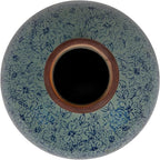 Creative Co-Op Round Decorative Terra-Cotta Vase with Transferware Pattern, Blue
