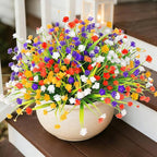 TURNMEON 20 Bundles Artificial Flowers for Outdoors Fake Plants Spring Decor, UV Resistant Artificial Plants Cemetery Fake Flowers Faux Plastic Greenery Shrub Porch Patio Summer Decorations 580 Head