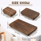Maitys 3 Pcs Wooden Risers for Display Pedestal Stand Wooden for Decor Farmhouse Vintage Rustic Stackable Kitchen Stand Tray Riser, 3 Sizes(12 x 6.7, 8 x 4.7, 4 x 2.8 in,Brown)