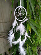 Dream Catchers Wall Decor, Handmade Feather Bedroom Home Car Decor Nursery Room Hanging Decoration (3" White Ring)