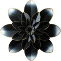 Black Metal Flower Wall Art Decor, 9.5“ Rustic Modern Floral Sculpture, Distressed Hanging Home Decoration Accent Artworks for Indoor Bedroom Living Room Office Outdoor Garden Patio