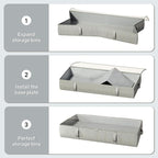 2-Pack Under Bed Storage Containers, 8 Inches Tall Underbed Clothes Storage Organizer Bin with Sturdy Sidewalls/Bottom, Under the Bed Storage Bags 2 Storage Bins, Light Grey