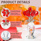 Movdyka Red Rose Crystal Flower Glass Roses Bouquet Gifts for Women Wife Mom Collectible Blown Glass Figurines Home Desk Decor Ornaments for Wedding Birthday Mothers Day Anniversary