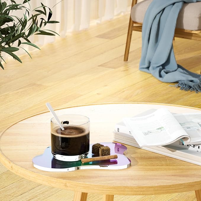 Acrylic Coaster Decorative Plates, Irregular Bar Drink Coaster, Clear Cloud Shape Coffee Cup Coaster, Perfect for Tabletop Protection and Accessories Display.(Iridescent)