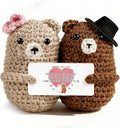 WenmthG Bear Couple Crochet Gift – Handmade Knitted Bear Lovers – Wedding Engagement for Couples, Husband Wife, Boyfriend Girlfriend