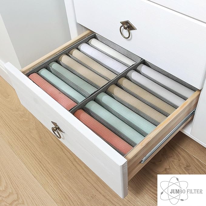 4 Pack Drawer Organizers for Clothing, 7 Grids Foldable Washable Drawer Organizer Clothes, for Folded Clothes, T-shirt, Tank Tops, Camisoles, Underwear, Leggings, Baby Clothes