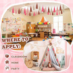 WILLBOND 4 Pieces Valentine's Day Tassel Garland for Classroom Wall Decor Boho Pastel Garland Cotton Tassel Banners for Party School(6.2 Inch,Cute Colors)