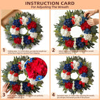 WANNA-CUL 250th Year Patriotic Wreaths for Front Door Decorations, 24 Inch 4th of July Hydrangea Wreath, Red White Blue Spring Door Wreath for Independence Day, Memorial Day for Indoor Outdoor Decor