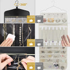CHICECO Travel Jewelry Holder Organizer,Hanging Jewelry Organizer Storage with Zippered Pockets for Cloest,Jewelry Holder for Earrings, Necklaces (Grey Black)